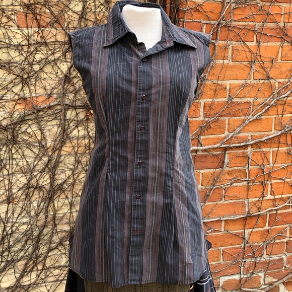 Upcycled Lace Embrace Black Button Up Shirt EMBODY - Picture 4 of 8